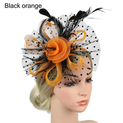 Flowers Feather Mesh Headwear Hat Party Accessory 1pc 27cm Multi Colour