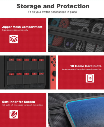 BEBOBCOOL Portable Carrying Case For Switch 2 & OLED Console Accessories Travel