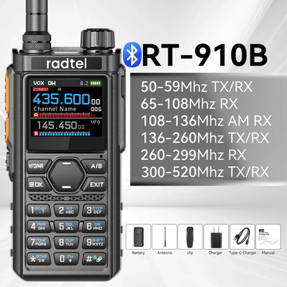 Walkie Talkie Radtel RT-910B 45-59Mhz 960 Channels Bluetooth Receiver
