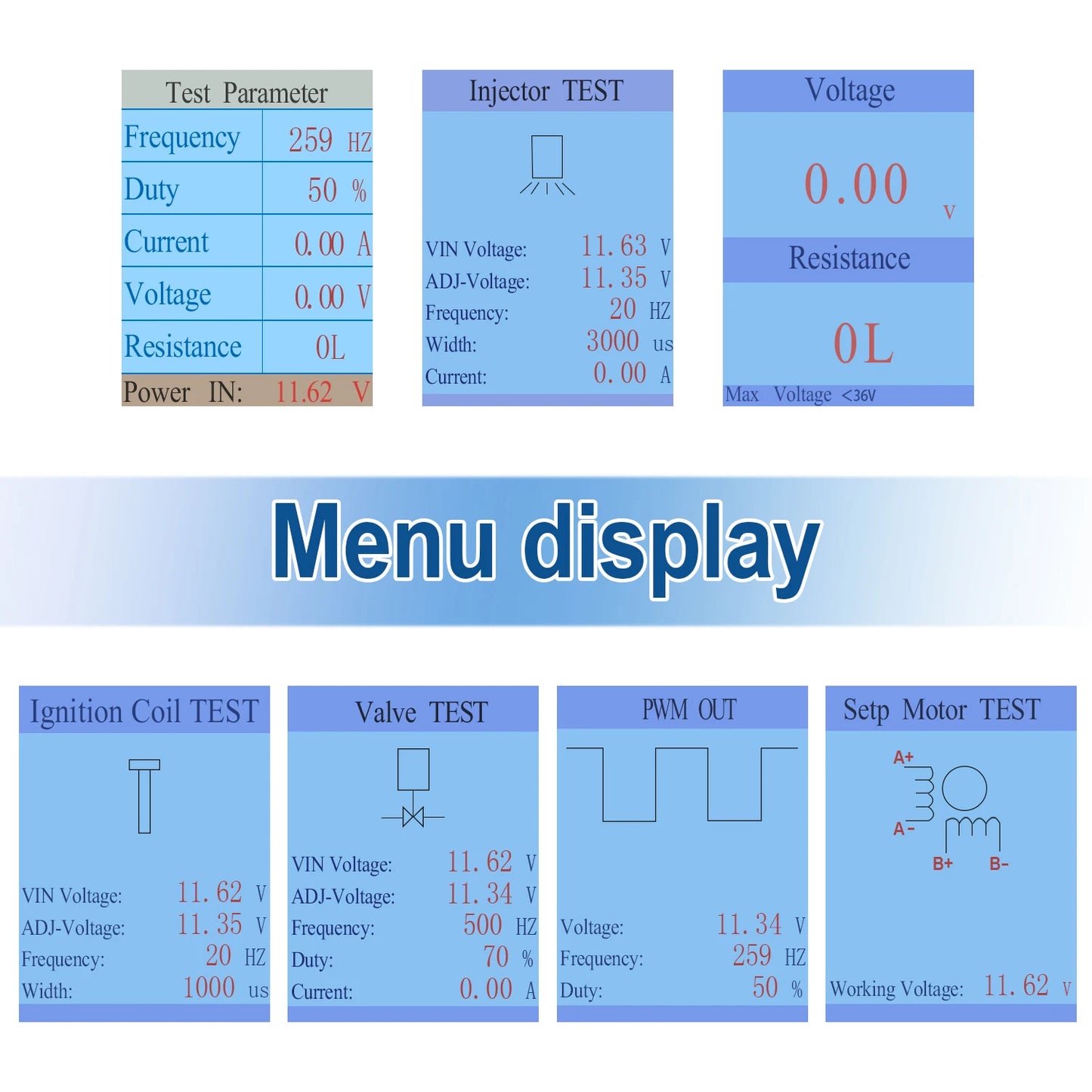 2025 Auto Ignition Coil & Injector Tester Solenoid Stepper Motor Tool