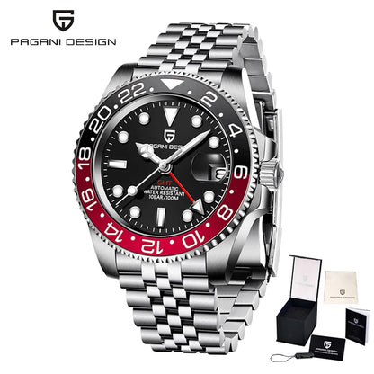 PAGANI Design PD-1662 Men’s Automatic Watch Stainless Steel Ceramic Bezel Waterproof