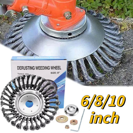 Weed Brush Trimmer Head Steel Wire Wheel Universal Garden Parts 6/8/10 Inch
