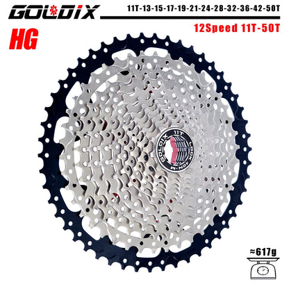 GOLDIX MTB Cassette 8/9/10/11/12 Speed 36T-52T HG for Shimano SRAM Freehub