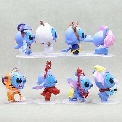 8pcs Stitch 100th Anniversary Figure Set 7.5cm Collectible Models