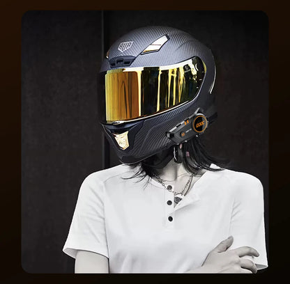 Motorcycle Helmet Bluetooth Headset Heavy Bass IPX7 Ambient Light Hands Free