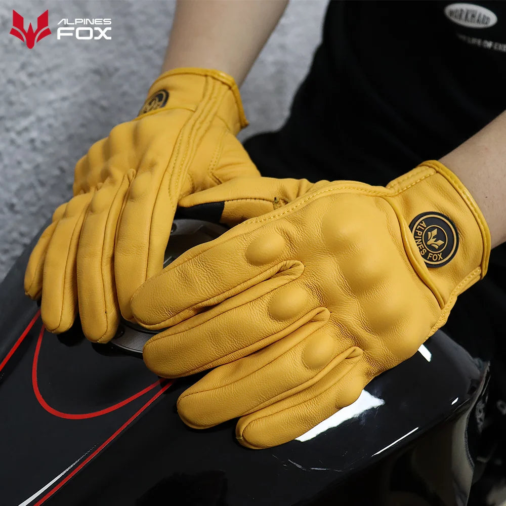 Vintage Goatskin Motorcycle Gloves Men Retro Leather Summer Riding M–XXL