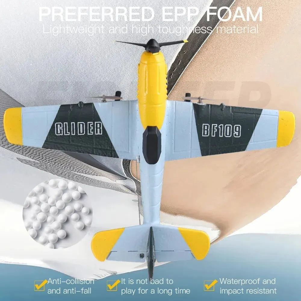 BF109 RC Plane 2.4G 3CH EPP Foam Remote Control Fighter Fixed Wingspan Glider Outdoor RTF RC Warbird Airplane Toys Gifts-EXPROTAS