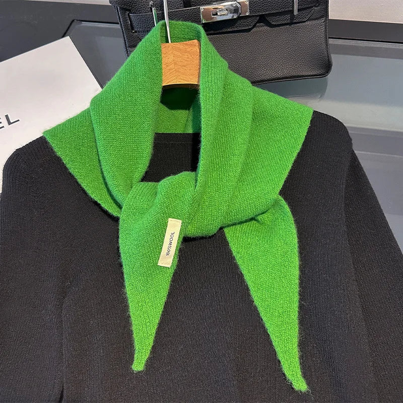 Korean Triangle Scarf Women Wool Knitted Triangular Headscarf Warm Shawl