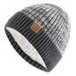 Unisex Two-tone Winter Hats Fur Lined Warm Beanie Cap for Men Women
