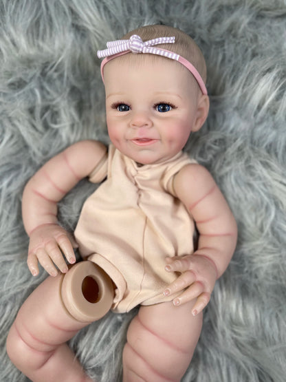 21" Reborn Doll Kit Shaya Painted 3D Skin Veins with Blue Eyes & Cloth Body