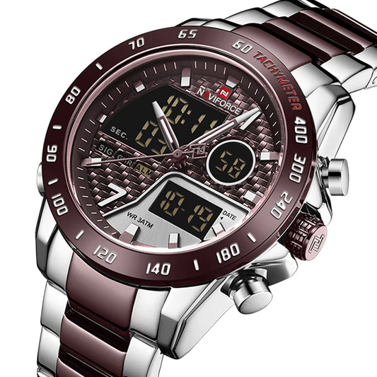 NAVIFORCE Men's Digital Sport Watch | LED Quartz Waterproof Luminous Military Style