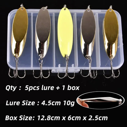 Box Treble Hooks 5PCS Gold Fishing Tackle Set with Sequins