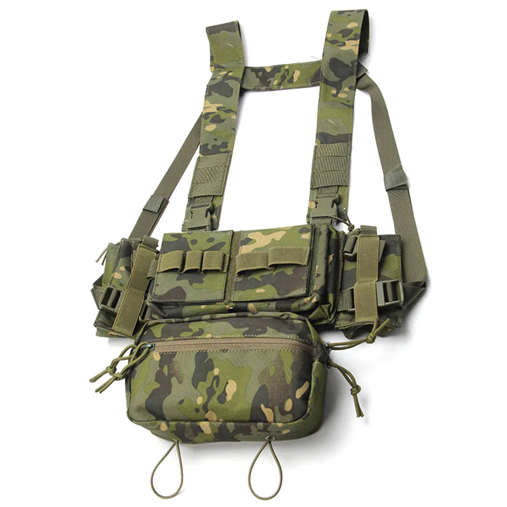MOLLE Chest Rig Dangler Pouch Camo Vest Tactical Hunting Airsoft Training Bag