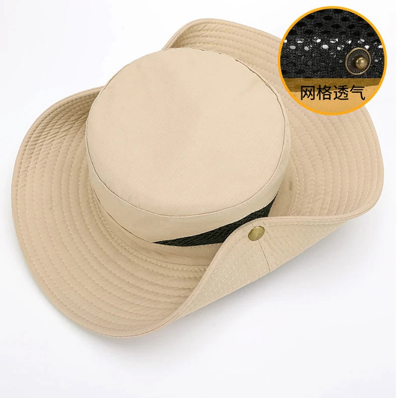 Sun Protection Fishing Bucket Hat Wide Brim Outdoor Summer Boonie Hat Men
