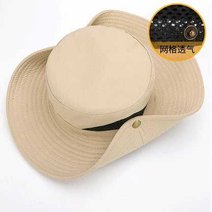Sun Protection Fishing Bucket Hat Wide Brim Outdoor Summer Boonie Hat Men