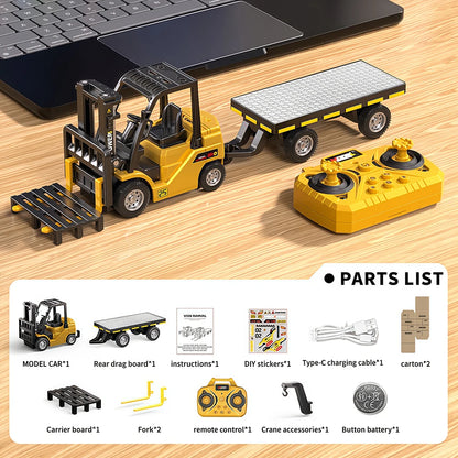 Bluetooth Remote Control Car 1:64 Mini Crane Forklift Alloy Toy