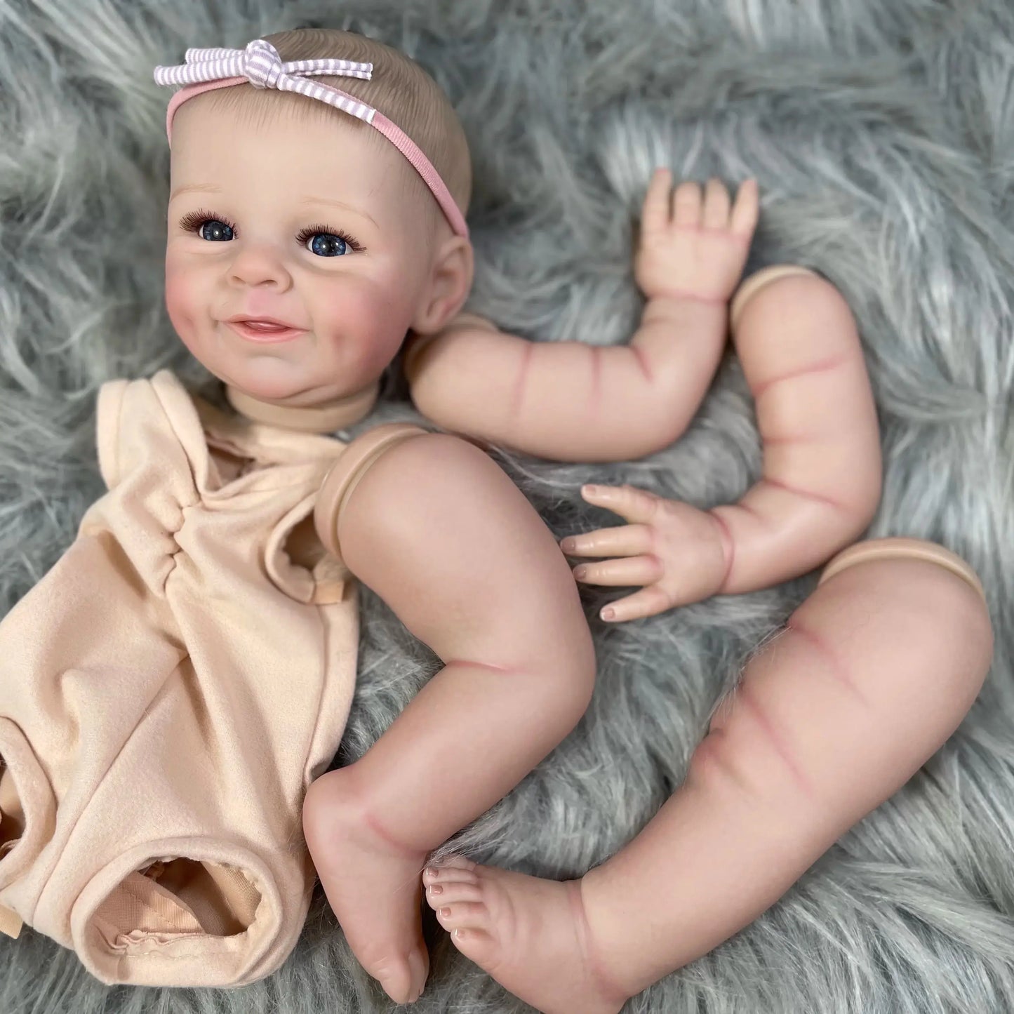 21" Reborn Doll Kit Shaya Painted 3D Skin Veins with Blue Eyes & Cloth Body