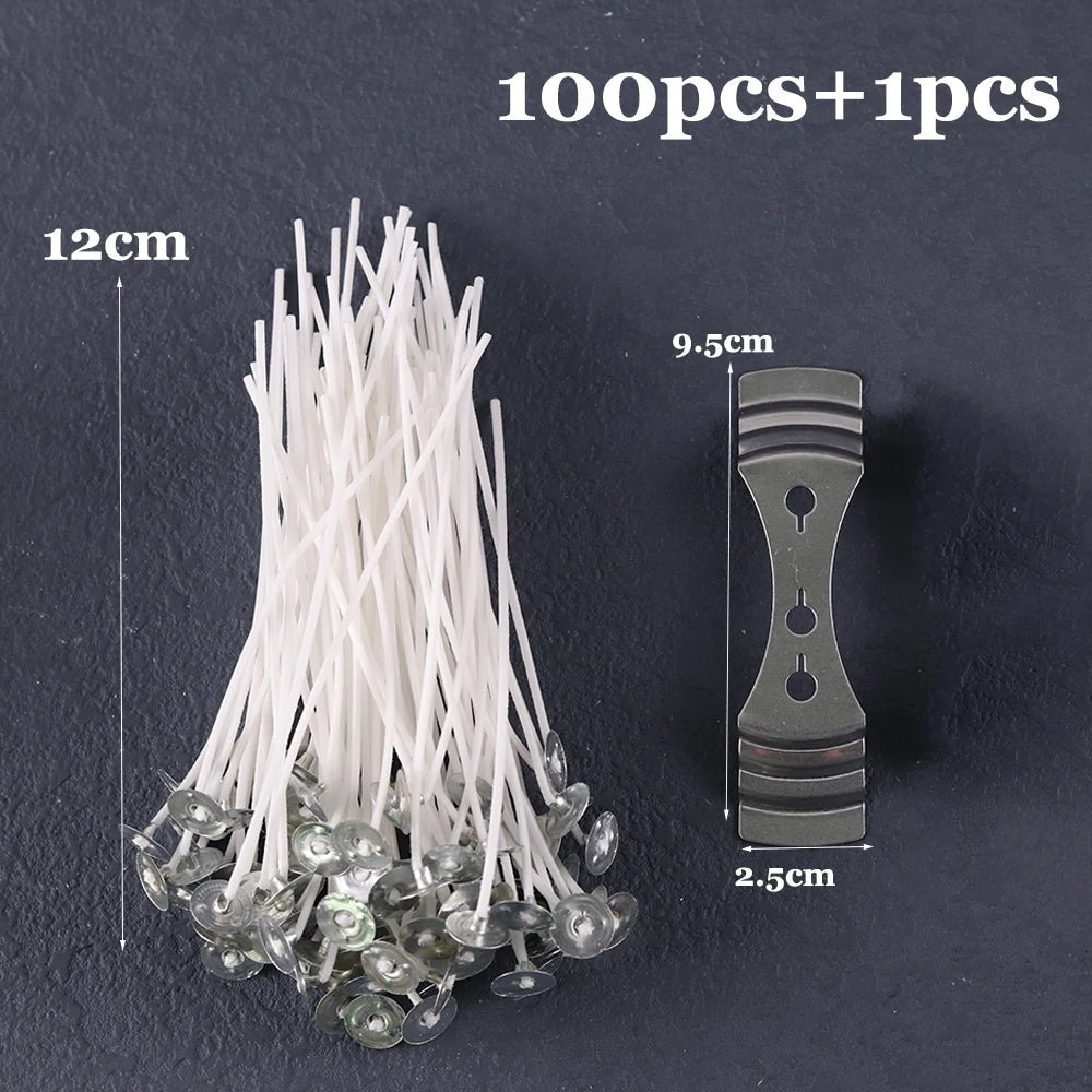 Candle Wicks Pre Waxed with Sustainers Long Tabbed for Craft Making 100pcs