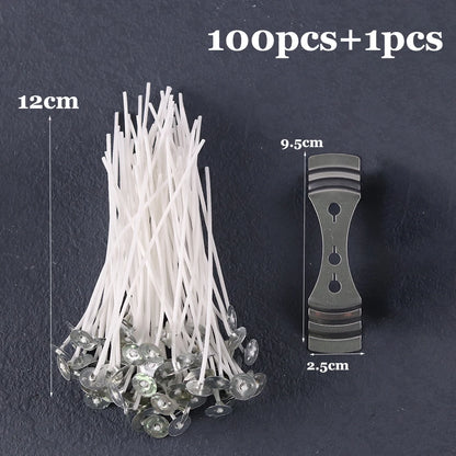 Candle Wicks Pre Waxed with Sustainers Long Tabbed for Craft Making 100pcs