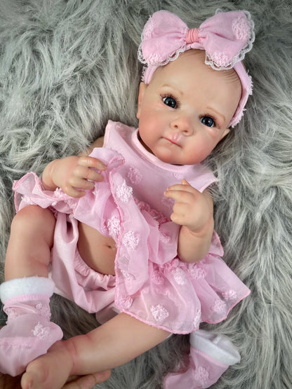 18" Reborn Baby Doll Bettie Full Body Vinyl Lifelike Painted Hair Girl Gift