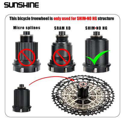 SUNSHINE Ultralight Carbon Steel Bicycle Cassette 9/10/11/12/13 Speed HG Sprocket MTB