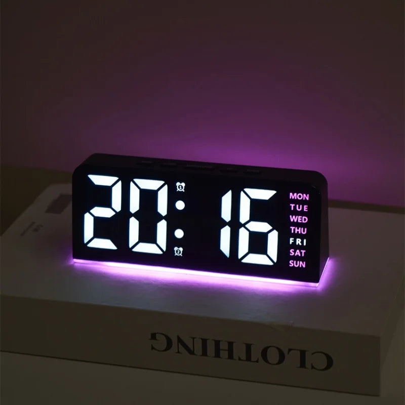 Mood Light Digital Alarm Clock USB LED Snooze Temperature Display 12/24H