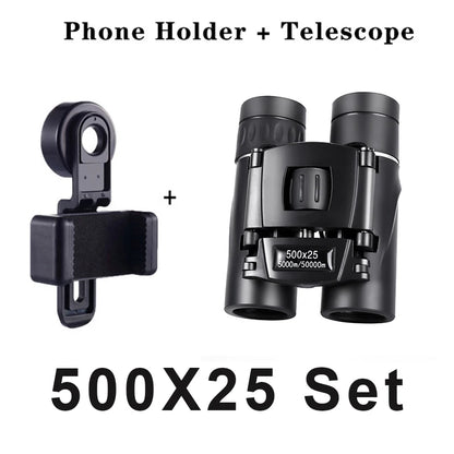 500x25 HD Zoom Binoculars Folding Long Distance Hunting Camping Outdoor Optics
