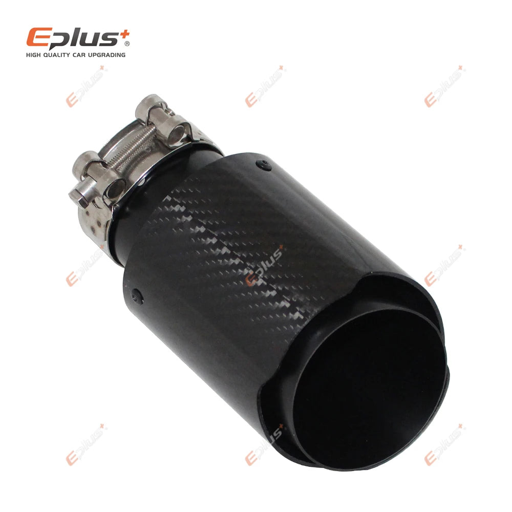 Carbon Muffler Tip | Glossy Black Exhaust Pipe Nozzle for Car Stainless Steel