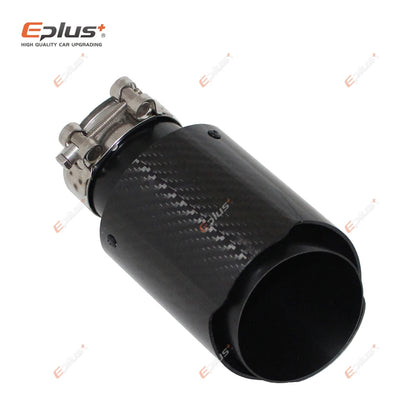 Carbon Muffler Tip | Glossy Black Exhaust Pipe Nozzle for Car Stainless Steel