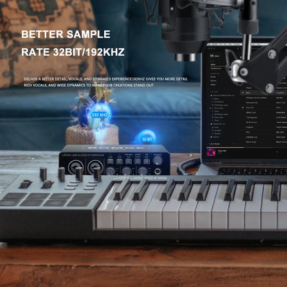 BOMGE U202 USB Audio Interface with Mic Preamplifier XLR/TSR/TS Ports 48V 32-Bit/192kHz Resolution for computer recording Stream-EXPROTAS
