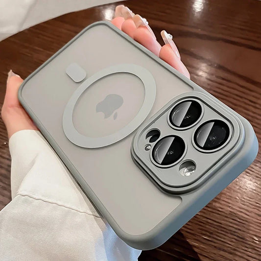 Matte Frosted MagSafe Case for iPhone 11-15 Pro Max Plus Lens Protection