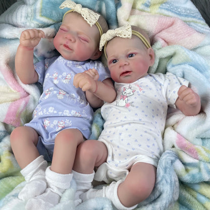 Reborn Baby Doll Twins Lifelike Cloth Body Newborn Elijah 17/18 Inch