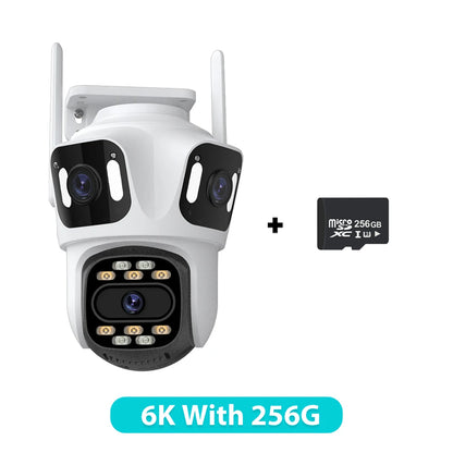Three Lens PTZ IP Camera Outdoor 6K HD Three Screen WiFi Security Camera Auto Tracking 4K Dual Len Wirelss CCTV Camera iCsee-EXPROTAS