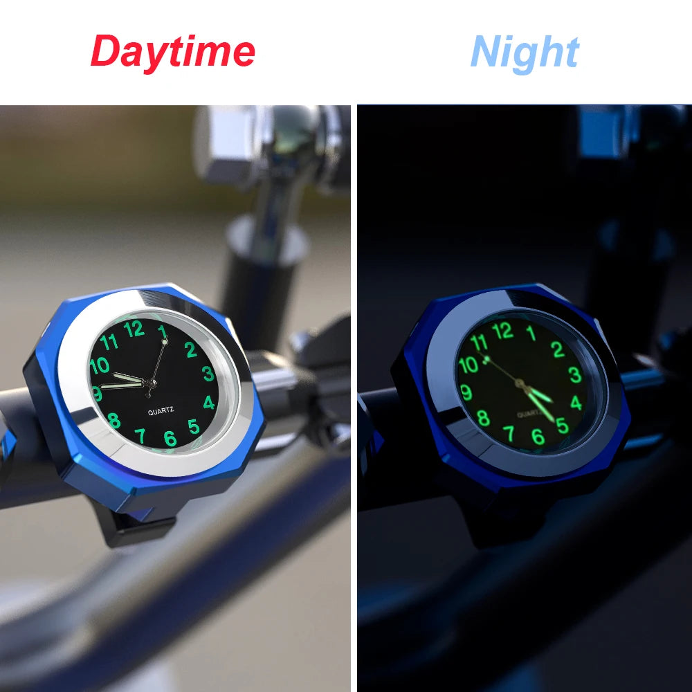 Aluminum Motorcycle Clock Waterproof Mount Quartz Clock Watch Luminous Clock For 22-28mm Handlebar Styling Car Accessories-EXPROTAS