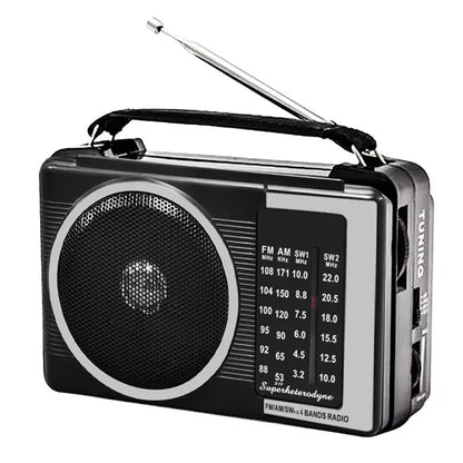 Portable Retro Radio with Loudspeaker Retractable Antenna AM FM Shortwave