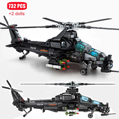 SEMBO Z-10 Military Helicopter Building Blocks 732pcs SWAT Gunship Model Toy Gift