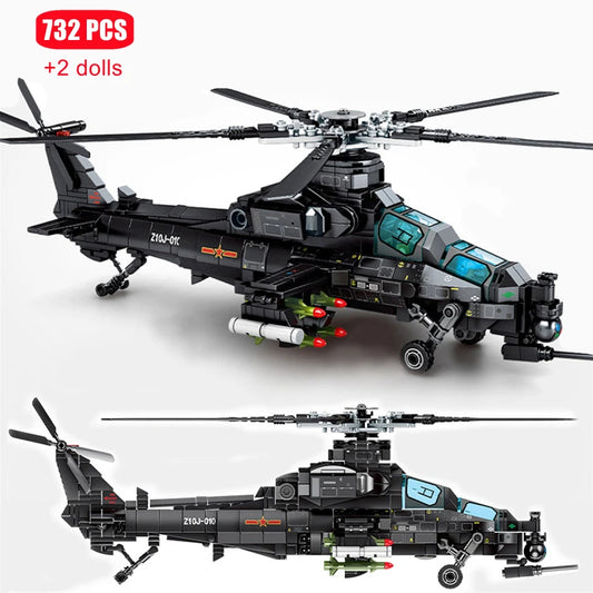 SEMBO Z-10 Military Helicopter Building Blocks 732pcs SWAT Gunship Model Toy Gift