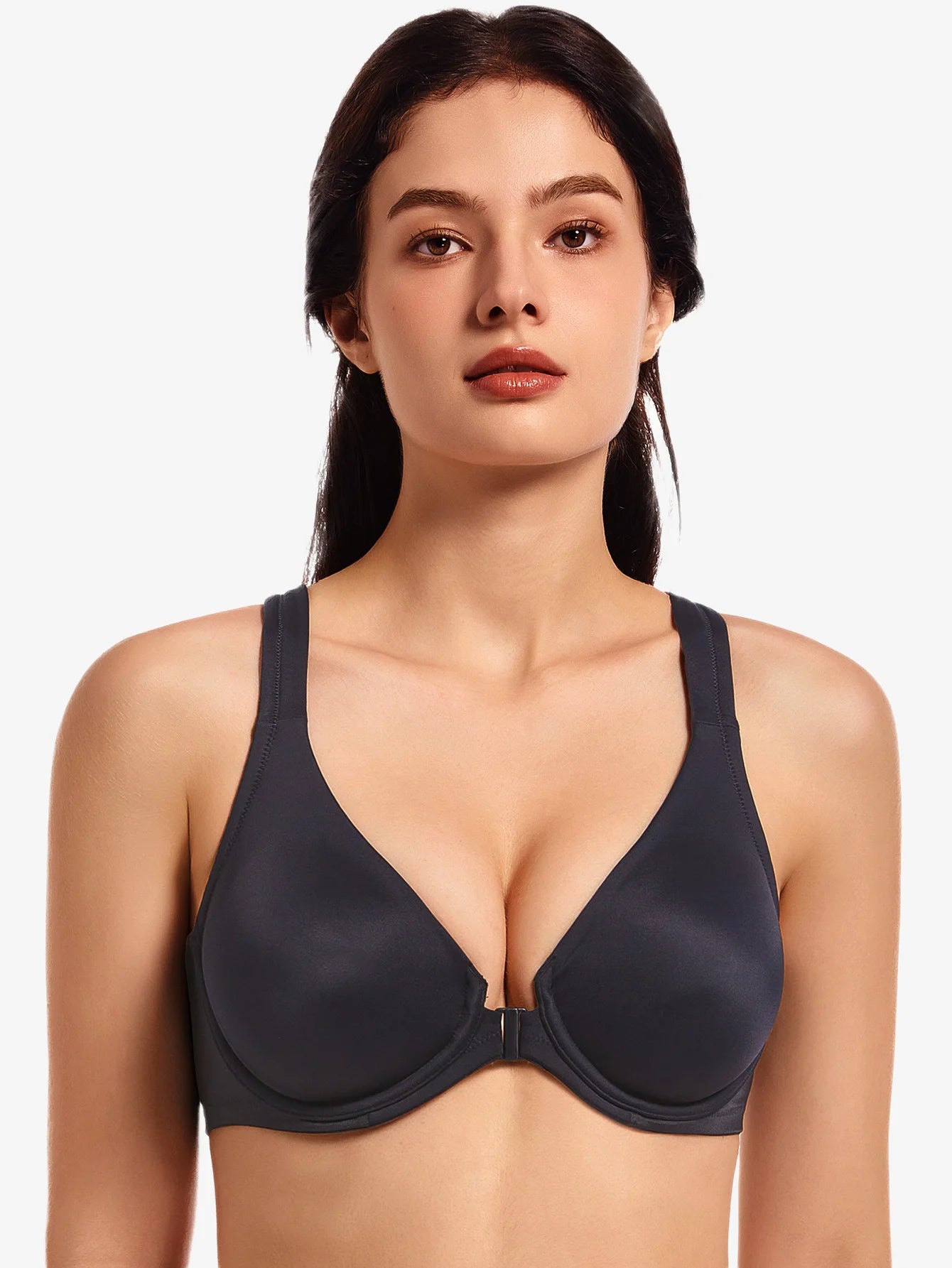 MELENECA Women’s Front Closure Racerback Underwire Bra Unlined Seamless Full Coverage