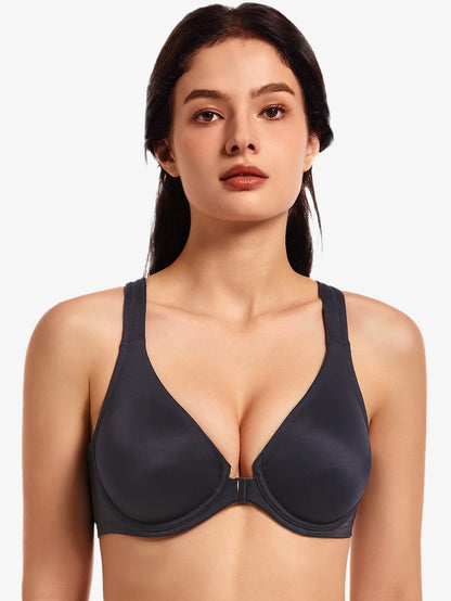 MELENECA Women’s Front Closure Racerback Underwire Bra Unlined Seamless Full Coverage