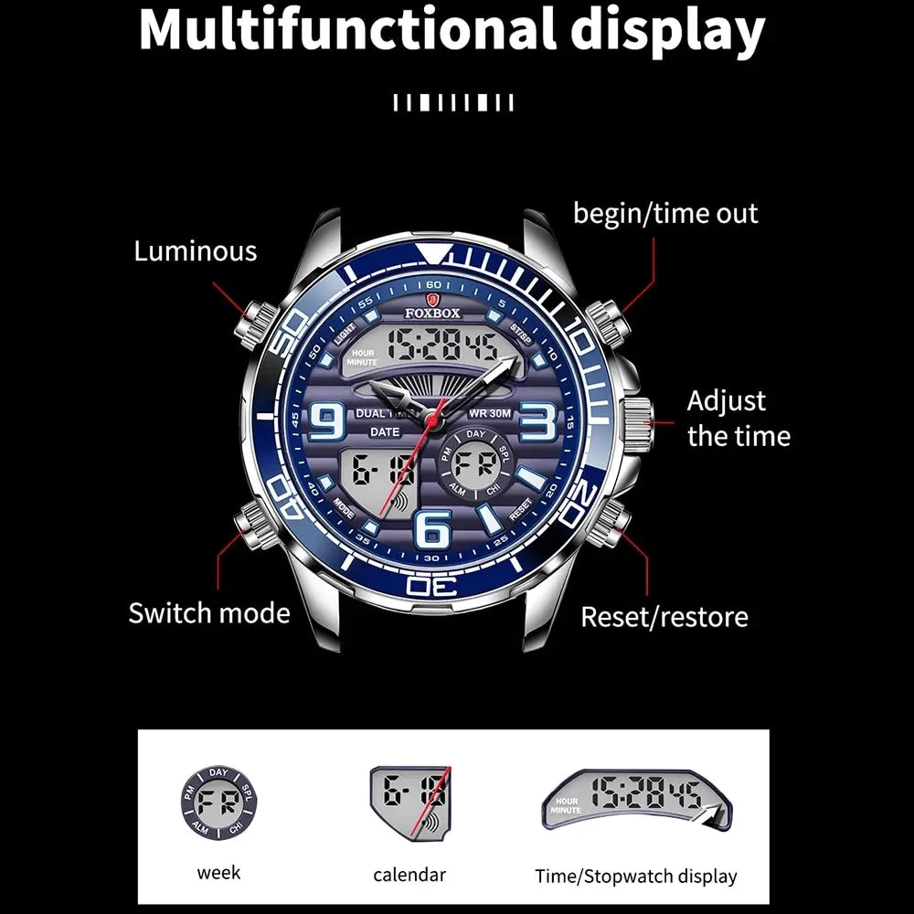 2024 Top Brand Luxury Digital Mens Watches Top Luxury Sport Quartz Wristwatch For Men All Steel Military Waterproof Clock+Box-EXPROTAS