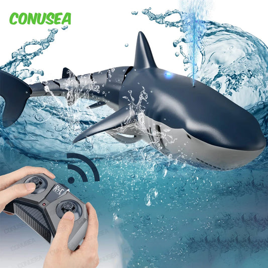 Smart Rc Shark whale Spray Water Toy Remote Controlled Boat ship Submarine Robots Fish Electric Toys for Kids Boys baby Children-EXPROTAS