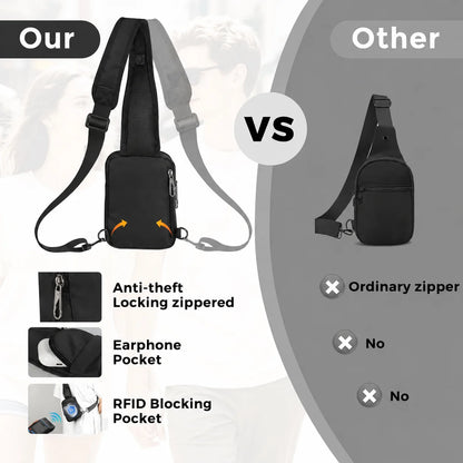 Anti Theft Bag Sling Crossbody for Men RFID Travel Shoulder Chest Bag