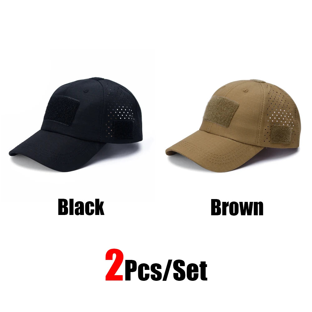 2Pcs Camouflage Baseball Cap Breathable Sun Hat Outdoor Hunting Fishing