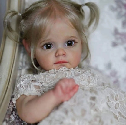 60CM Maggie Handmade High Quality Soft Vinyl Silicone Reborn Toddler Detailed Lifelike Hand-rooted hair Collectible Art Doll-EXPROTAS
