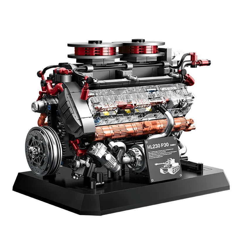 1200+pcs Tiger Tank Engine Simulation Building Blocks Technical DIY Model Toy Gift