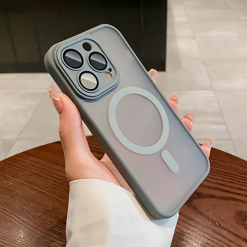 Matte Frosted MagSafe Case for iPhone 11-15 Pro Max Plus Lens Protection