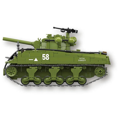 Building Block M4A3 Sherman Tank Model 105mm Plastic Toy Christmas
