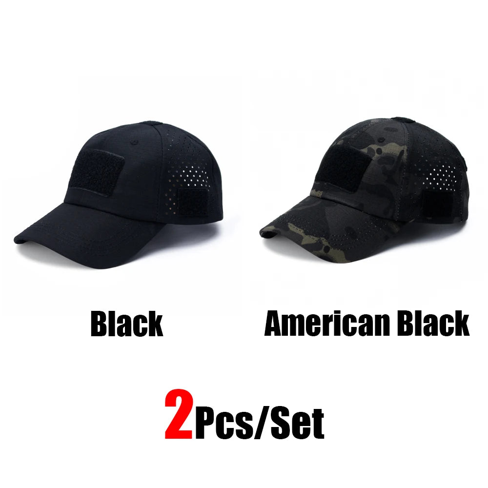 2Pcs Camouflage Baseball Cap Breathable Sun Hat Outdoor Hunting Fishing
