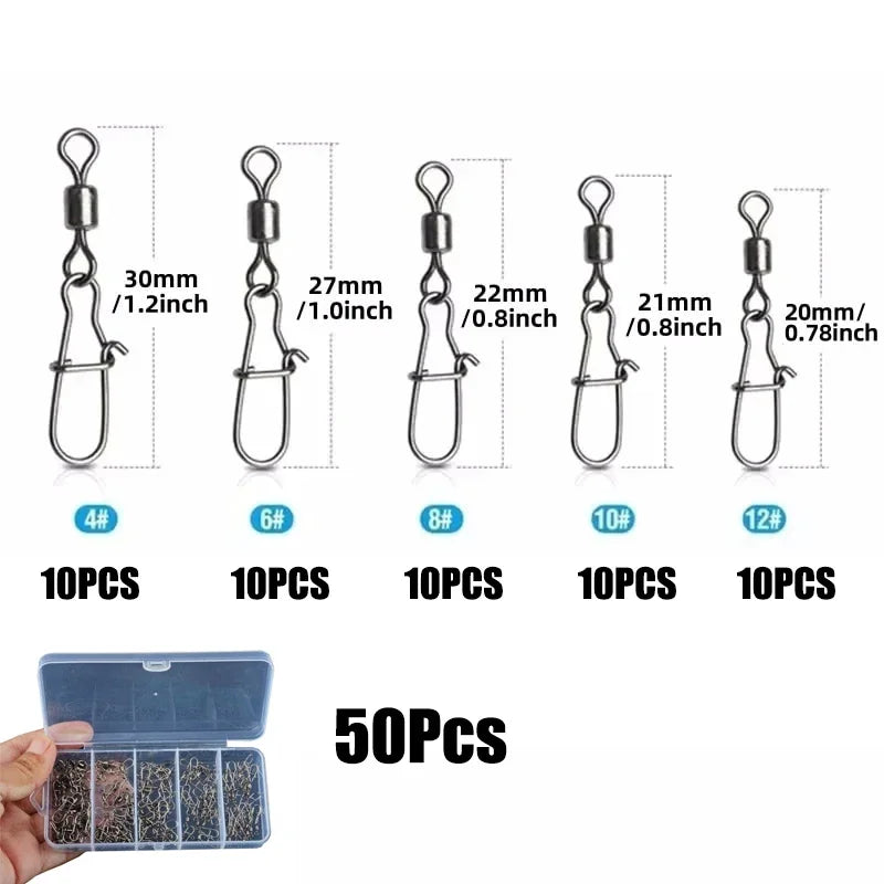 Stainless Steel Bearing Duo-lock Connector Fishing Snaps 200Pcs