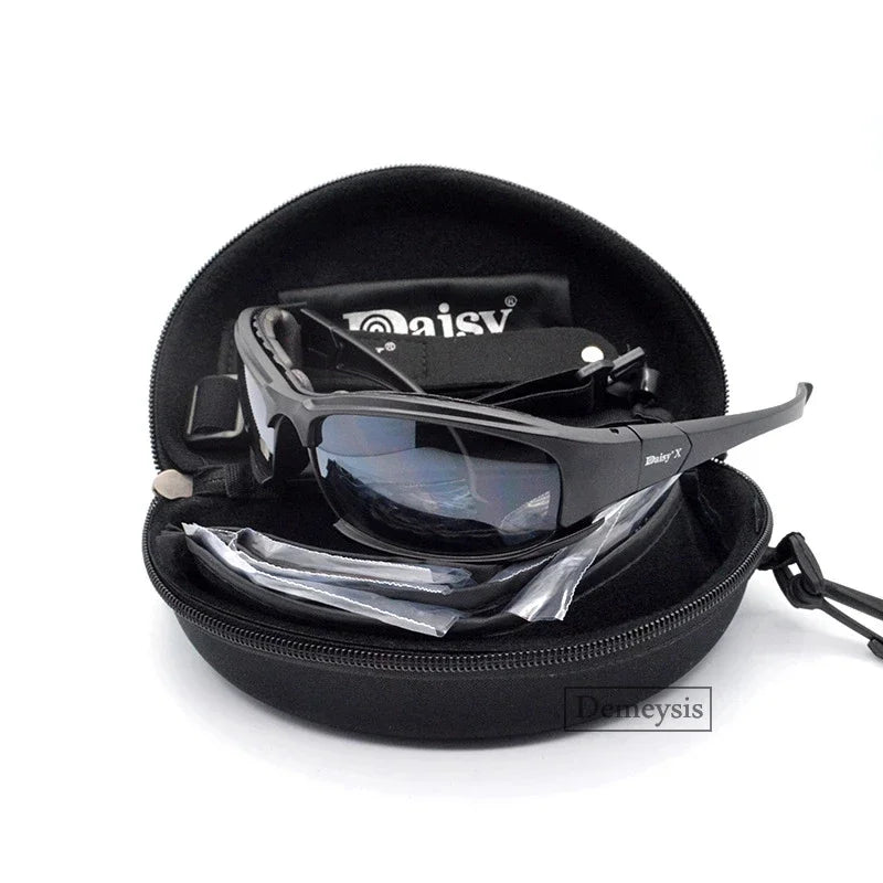 Daisy Tactical Polarized Sunglasses Goggles with 4 Lens Original Box for Men